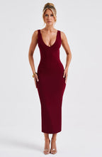 Lucinda Midi Dress - Burgundy - Napalia