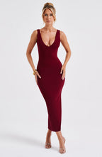 Lucinda Midi Dress - Burgundy - Napalia