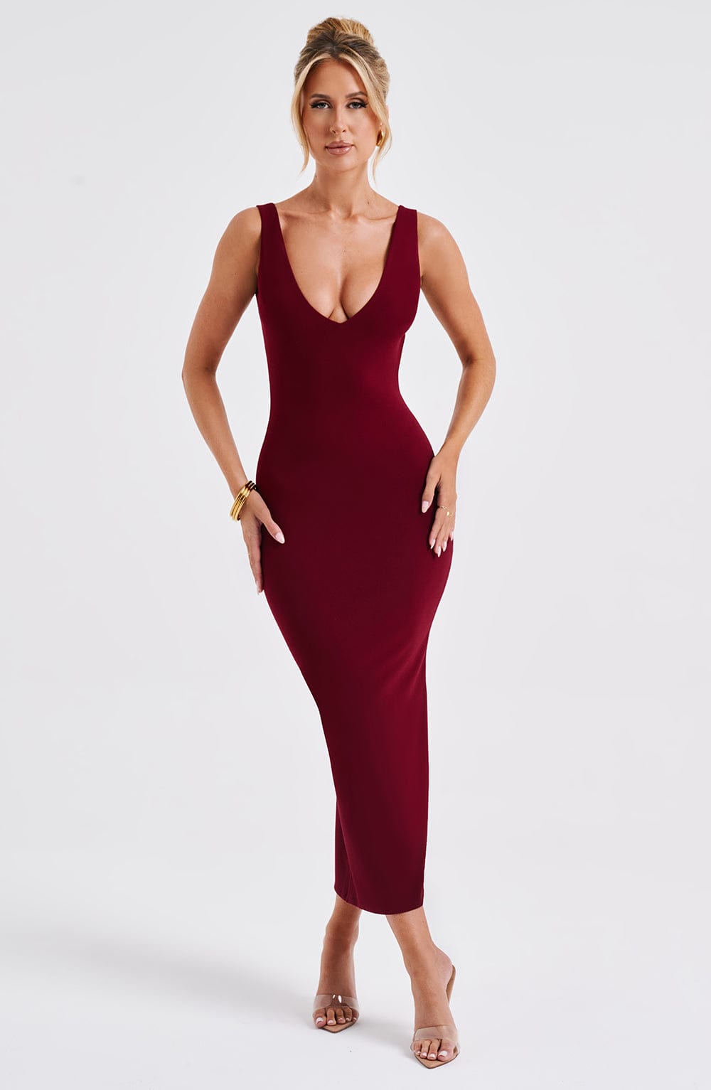 Lucinda Midi Dress - Burgundy - Napalia