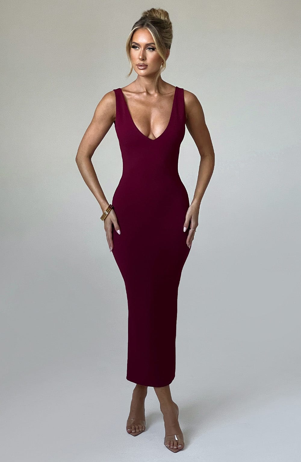 Lucinda Midi Dress - Burgundy - Napalia
