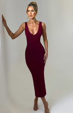 Lucinda Midi Dress - Burgundy - Napalia