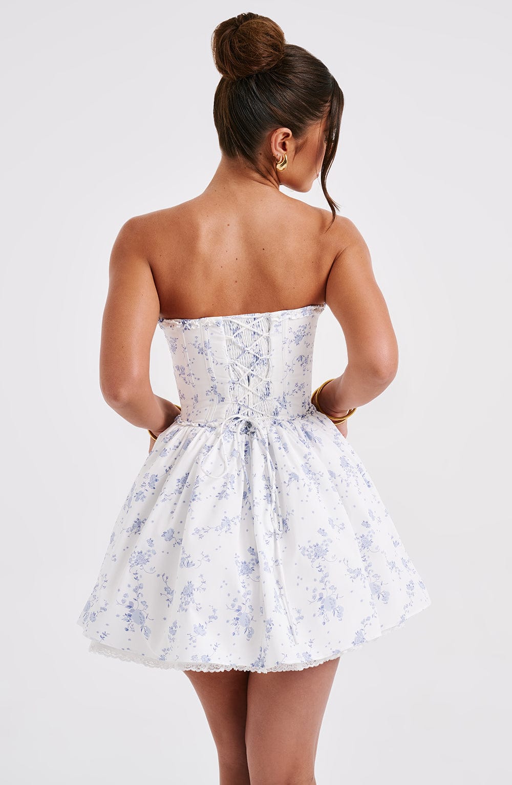 Maeve Mini Dress - Blue Ditsy Print - Napalia