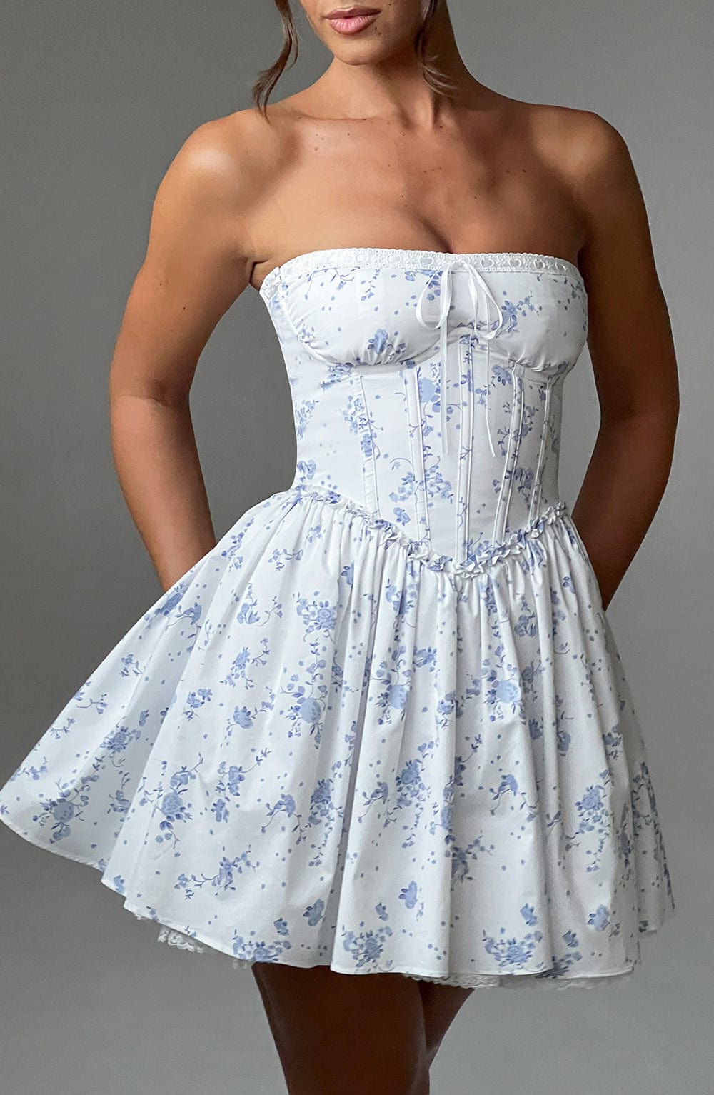 Maeve Mini Dress - Blue Ditsy Print - Napalia