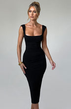 Malina Midi Dress - Black - Napalia