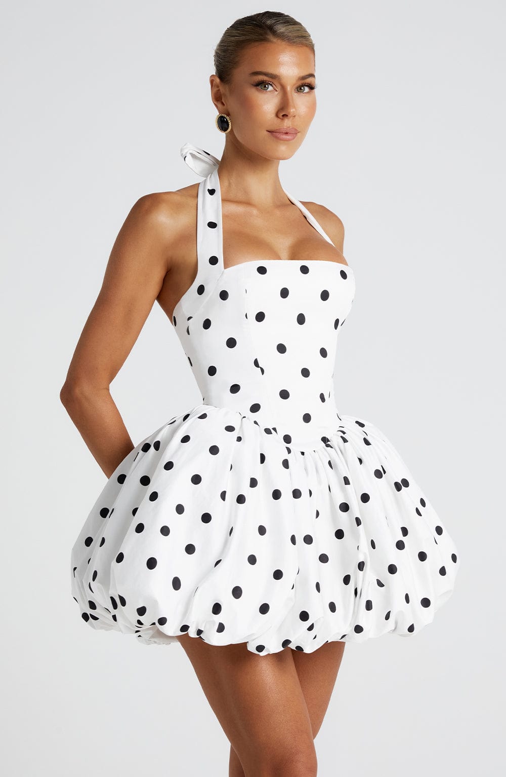 Maricia Mini Dress - Black Polka Dot Print - Napalia