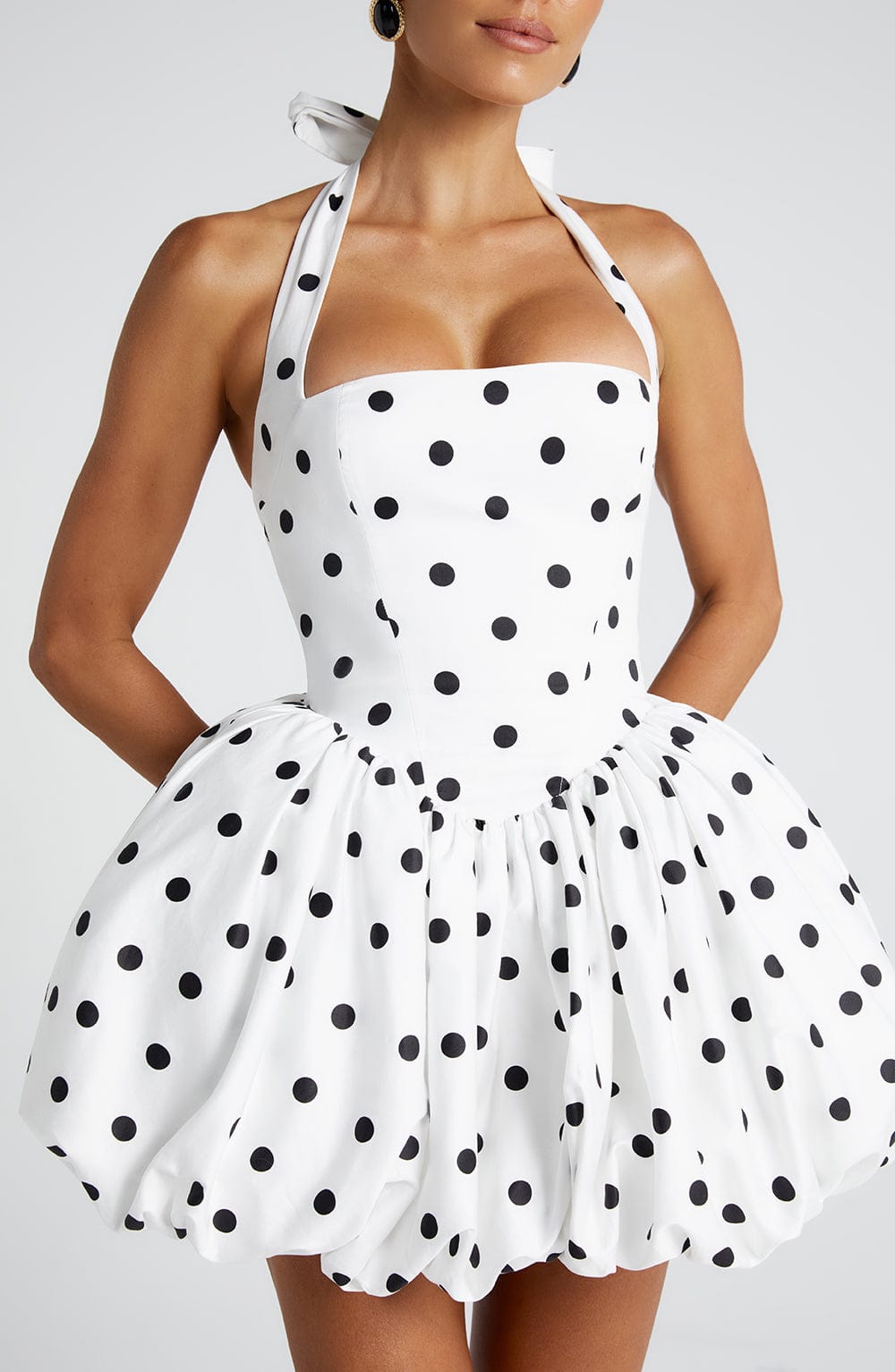 Maricia Mini Dress - Black Polka Dot Print - Napalia