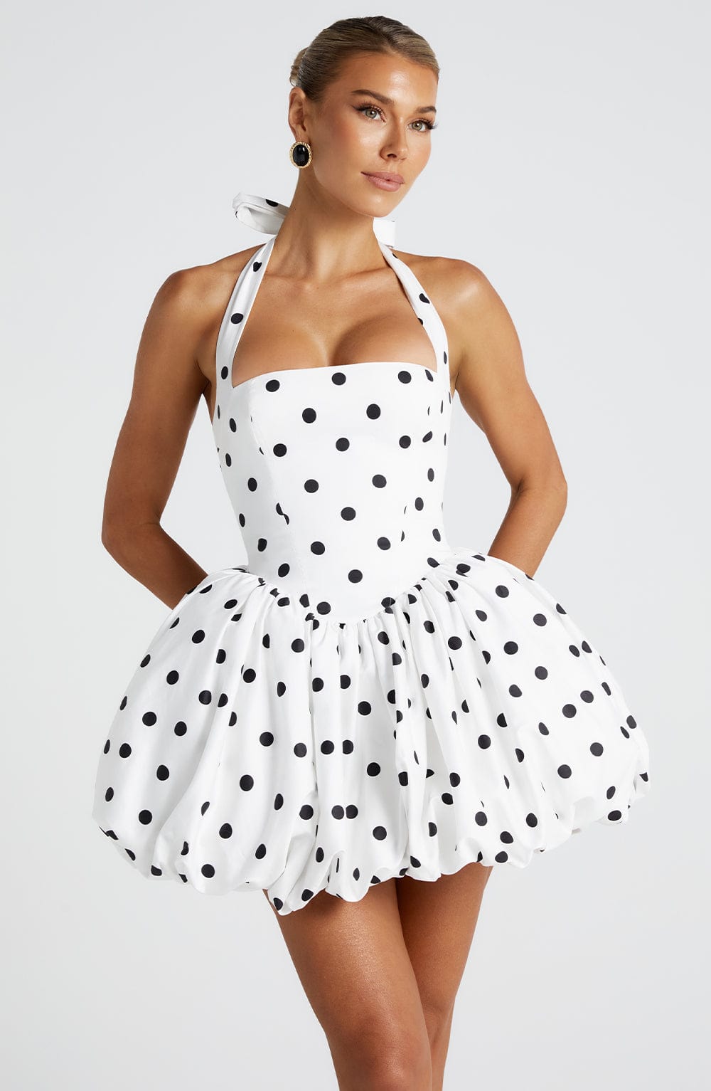 Maricia Mini Dress - Black Polka Dot Print - Napalia