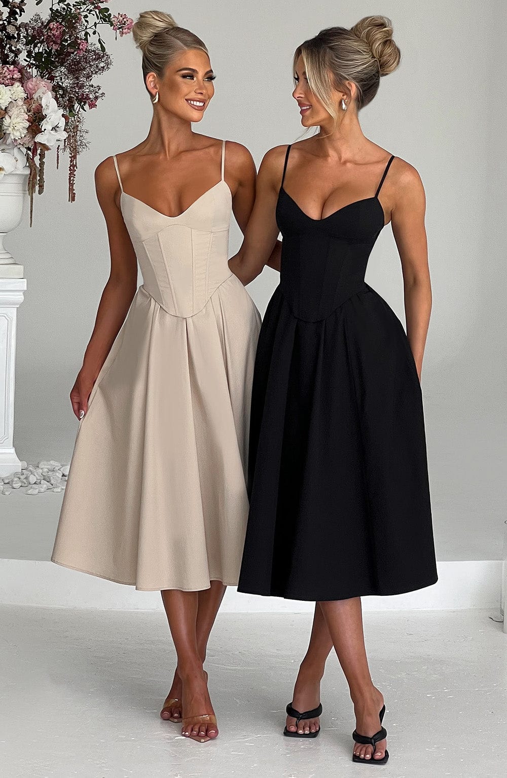 Mariella Midi Dress - Beige - Napalia