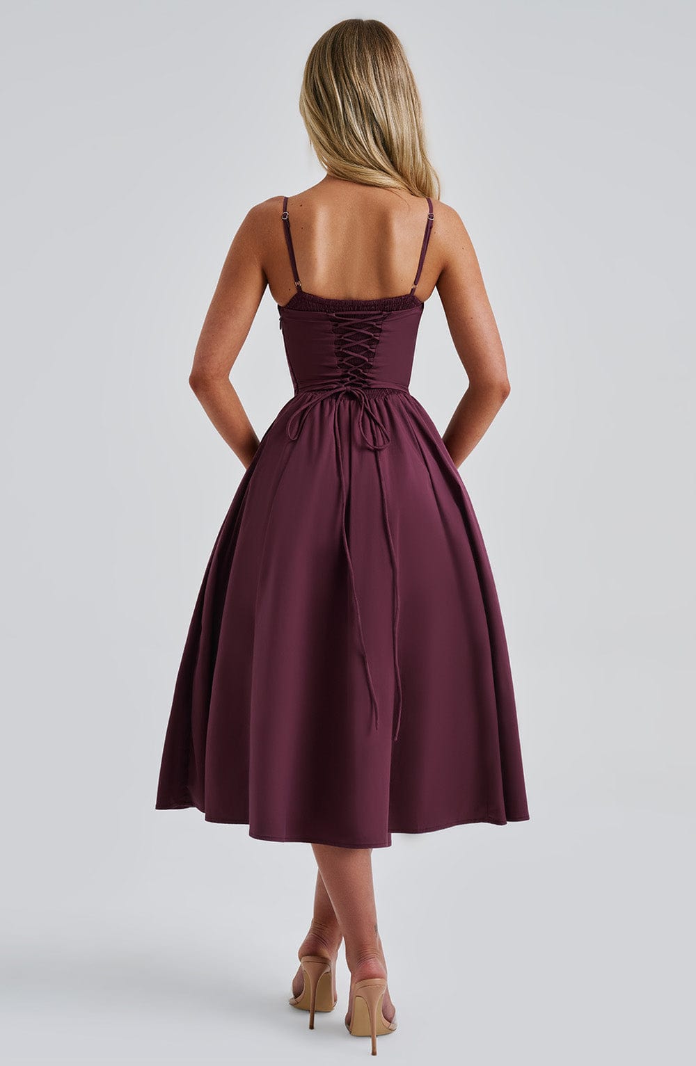 Mariella Midi Dress - Cherry Lacquer - Napalia