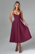 Mariella Midi Dress - Cherry Lacquer - Napalia
