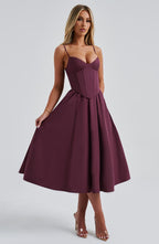 Mariella Midi Dress - Cherry Lacquer - Napalia