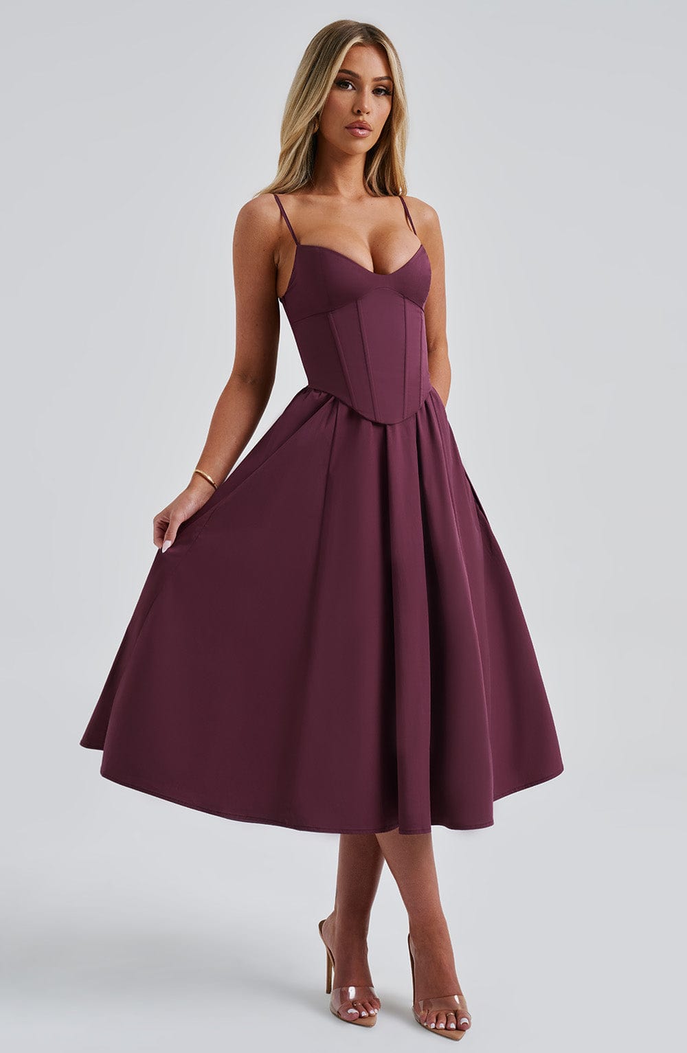 Mariella Midi Dress - Cherry Lacquer - Napalia