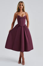Mariella Midi Dress - Cherry Lacquer - Napalia