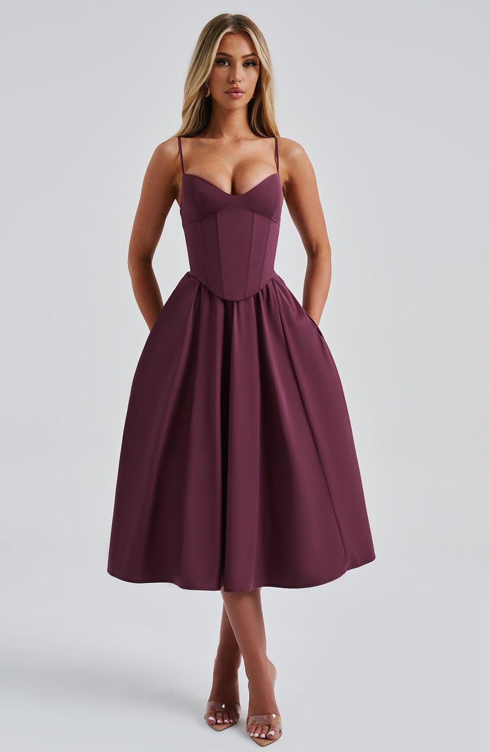 Mariella Midi Dress - Cherry Lacquer - Napalia