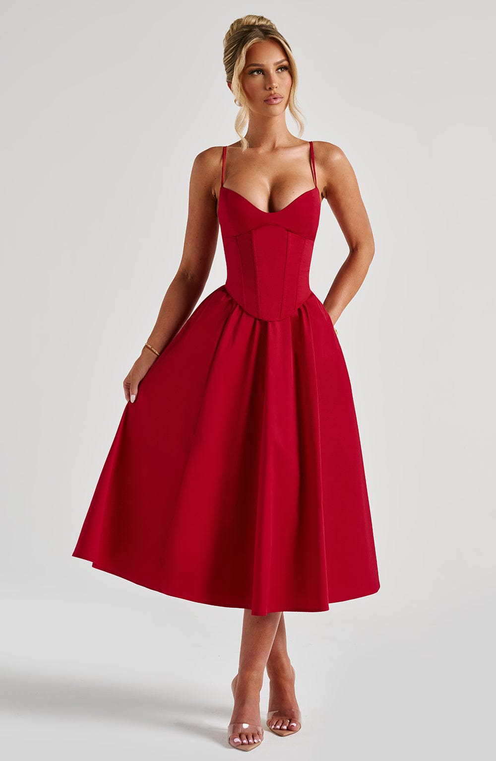 Mariella Midi Dress - Red - Napalia