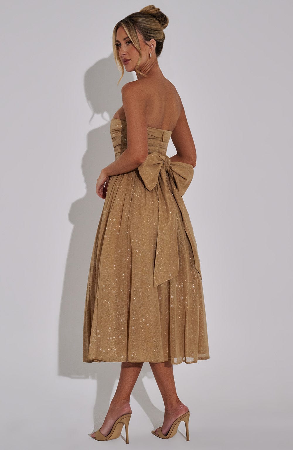 Marissa Midi Dress - Gold Sparkle - Napalia