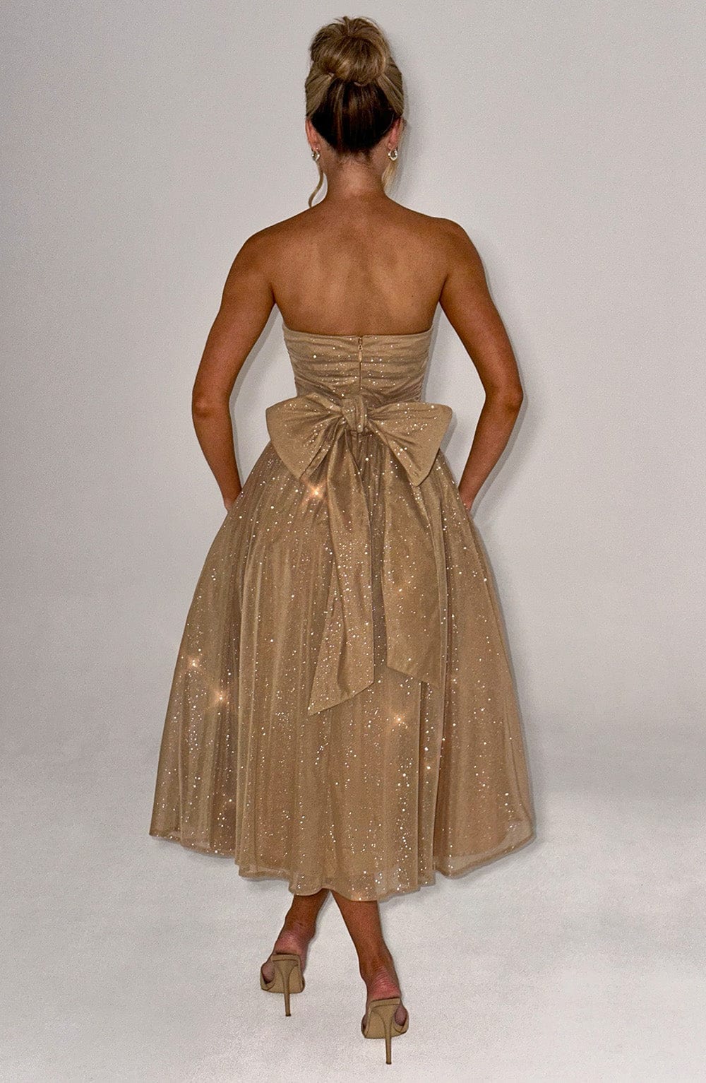Marissa Midi Dress - Gold Sparkle - Napalia