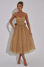 Marissa Midi Dress - Gold Sparkle - Napalia