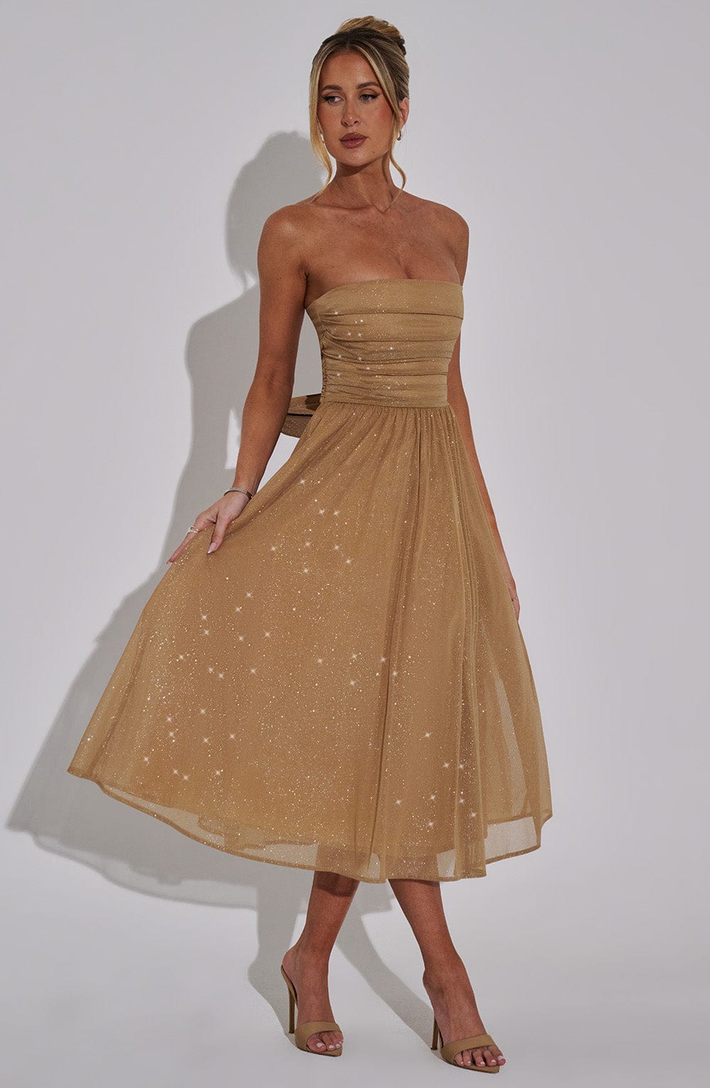 Marissa Midi Dress - Gold Sparkle - Napalia