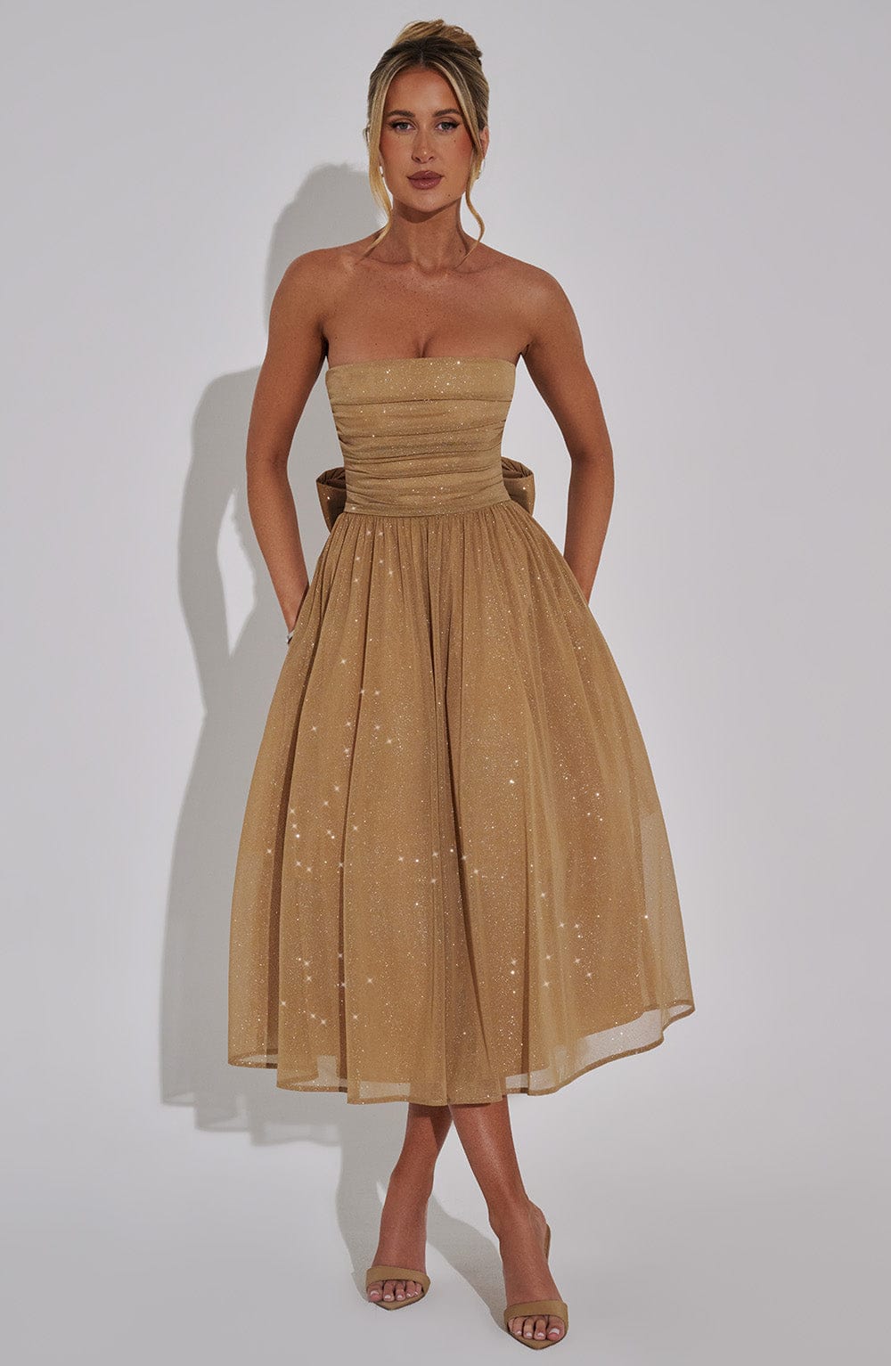 Marissa Midi Dress - Gold Sparkle - Napalia