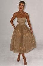 Marissa Midi Dress - Gold Sparkle - Napalia