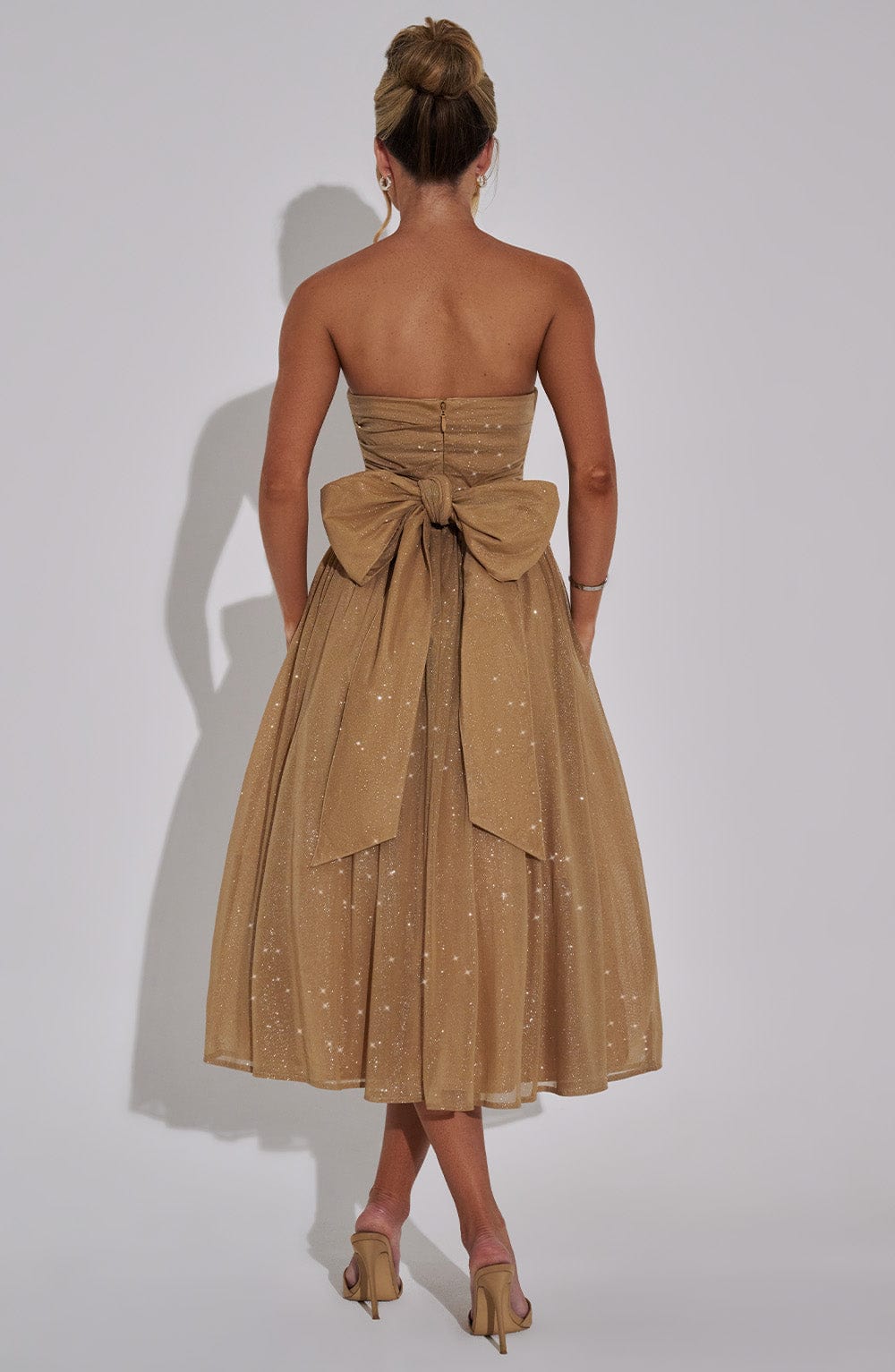 Marissa Midi Dress - Gold Sparkle - Napalia