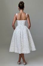 Marlena Midi Dress - White Multi Floral Print - Napalia