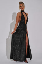 Melania Maxi Dress - Black Sparkle - Napalia