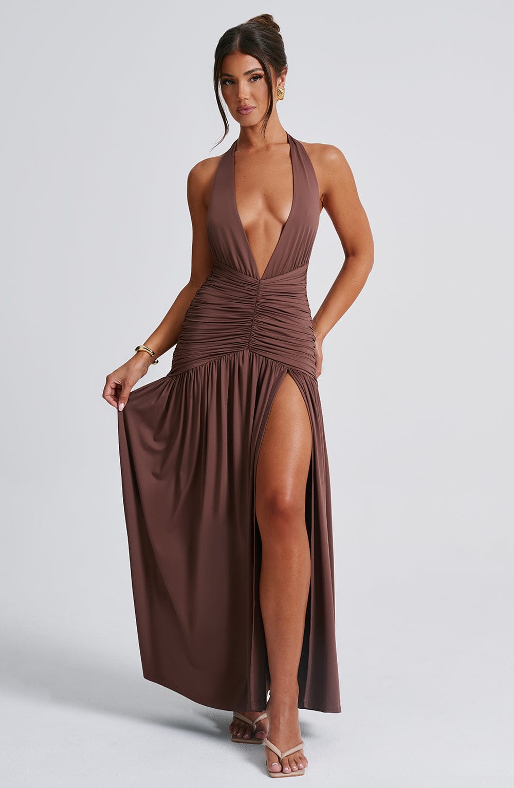 Melania Maxi Dress - Chocolate - Napalia