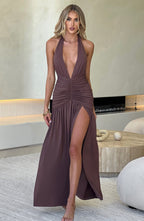 Melania Maxi Dress - Chocolate - Napalia