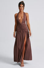 Melania Maxi Dress - Chocolate - Napalia
