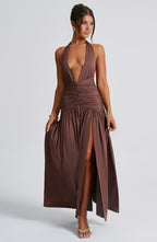 Melania Maxi Dress - Chocolate - Napalia