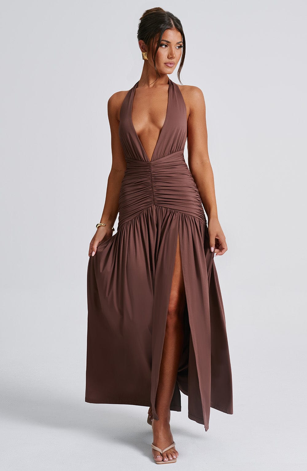 Melania Maxi Dress - Chocolate - Napalia