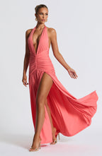 Melania Maxi Dress - Coral Pink - Napalia