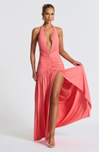 Melania Maxi Dress - Coral Pink - Napalia