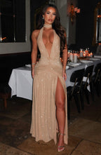 Melania Maxi Dress - Gold Sparkle - Napalia