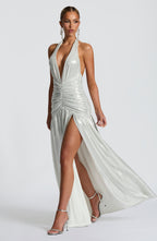 Melania Maxi Dress - Silver - Napalia
