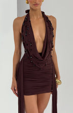Melona Mini Dress - Plum Brown - Napalia