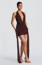 Melona Mini Dress - Plum Brown - Napalia