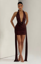 Melona Mini Dress - Plum Brown - Napalia