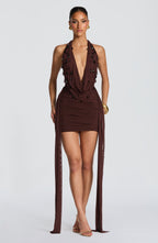 Melona Mini Dress - Plum Brown - Napalia