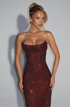 Mirabella Maxi Dress - Plum Brown - Napalia