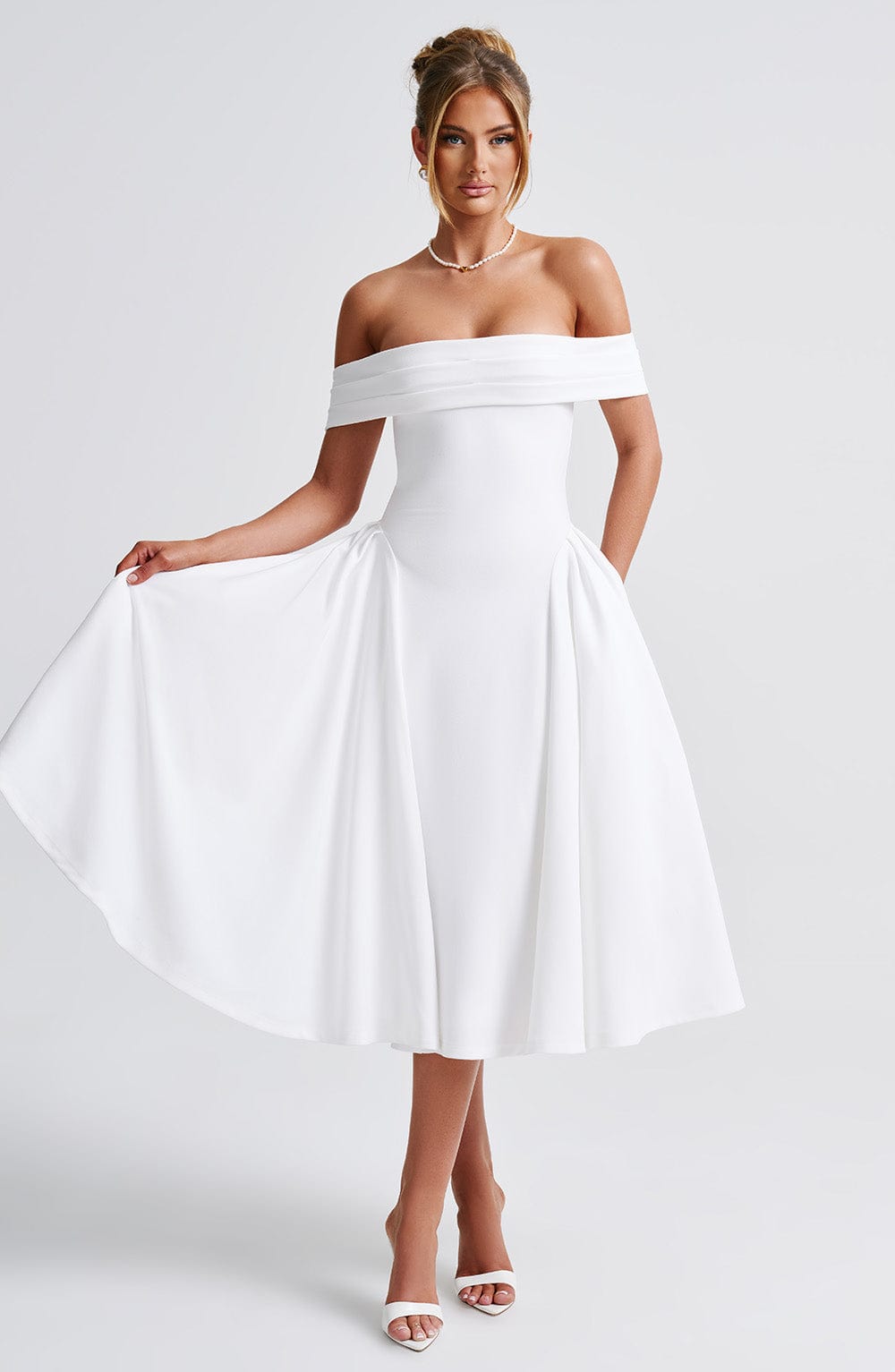 Miranda Midi Dress - Ivory - Napalia