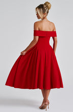 Miranda Midi Dress - Red - Napalia