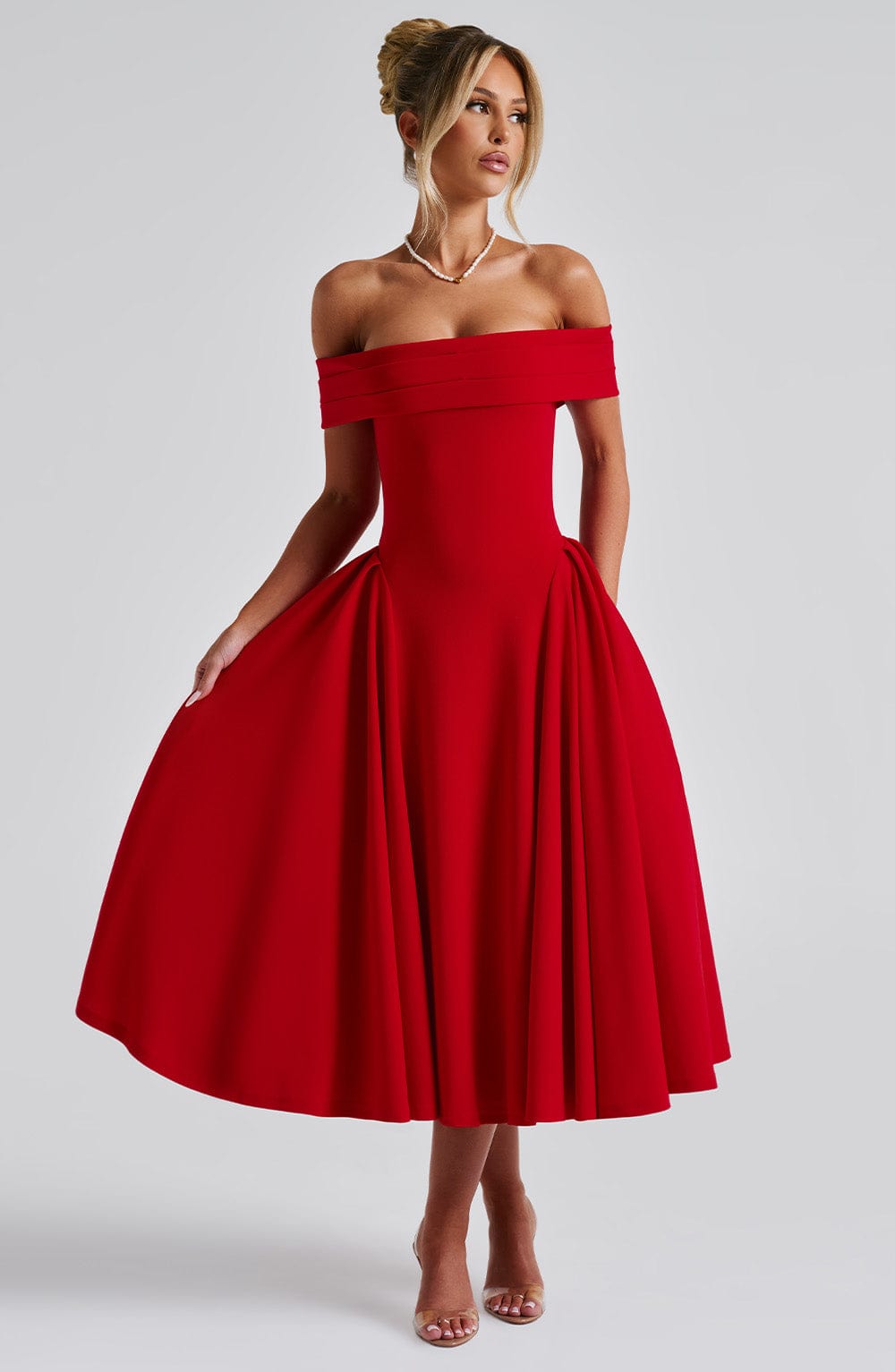 Miranda Midi Dress - Red - Napalia