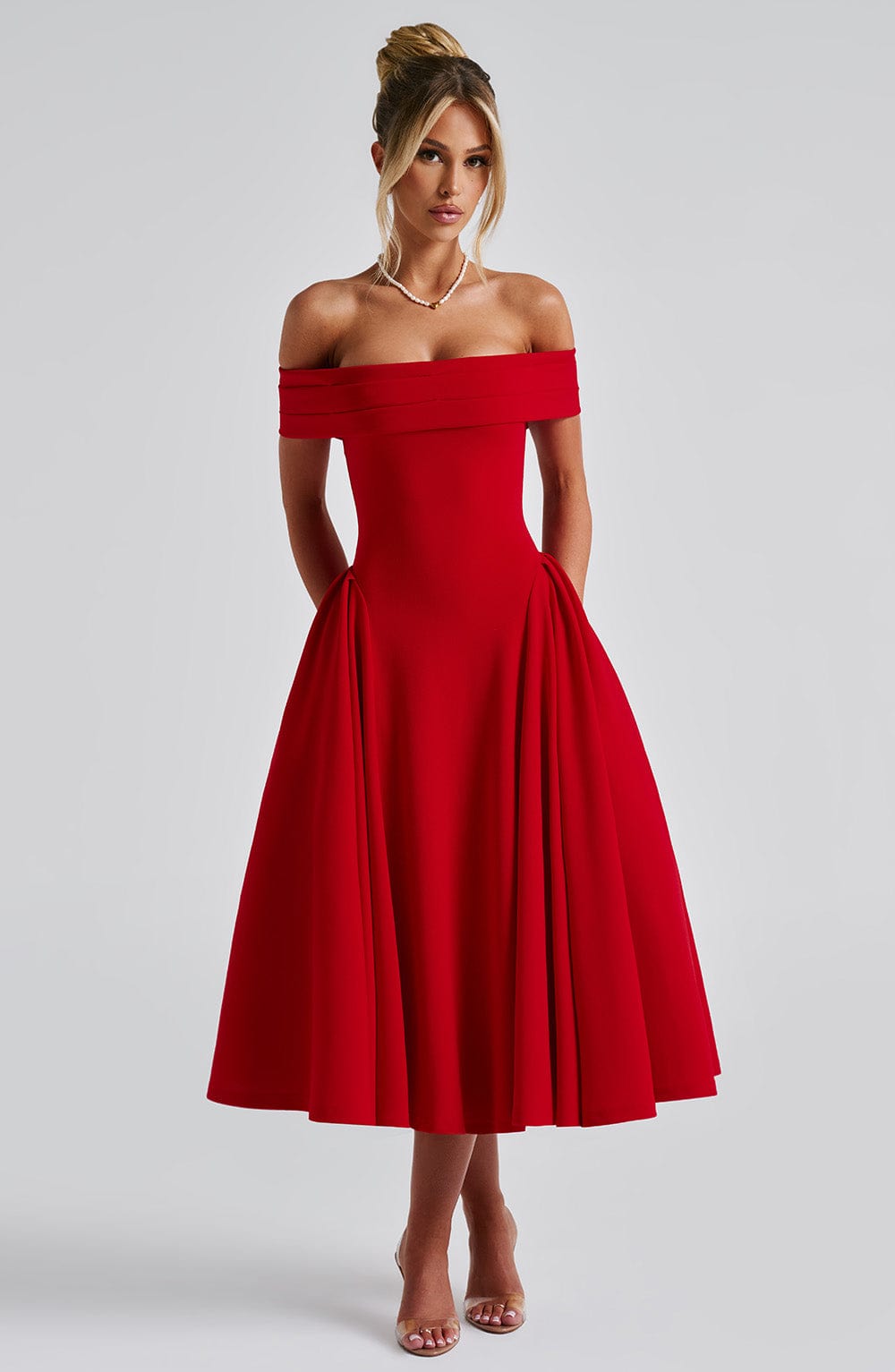 Miranda Midi Dress - Red - Napalia
