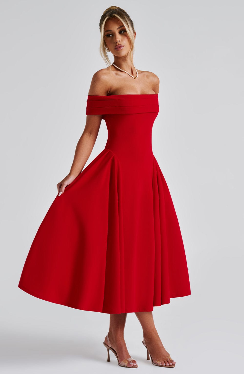 Miranda Midi Dress - Red - Napalia