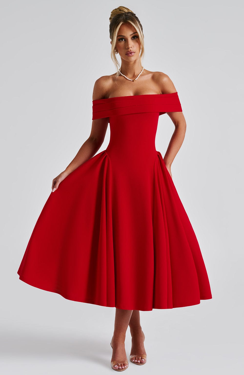 Miranda Midi Dress - Red - Napalia