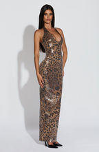 Morena Maxi Dress - Sequin Leopard Print - Napalia