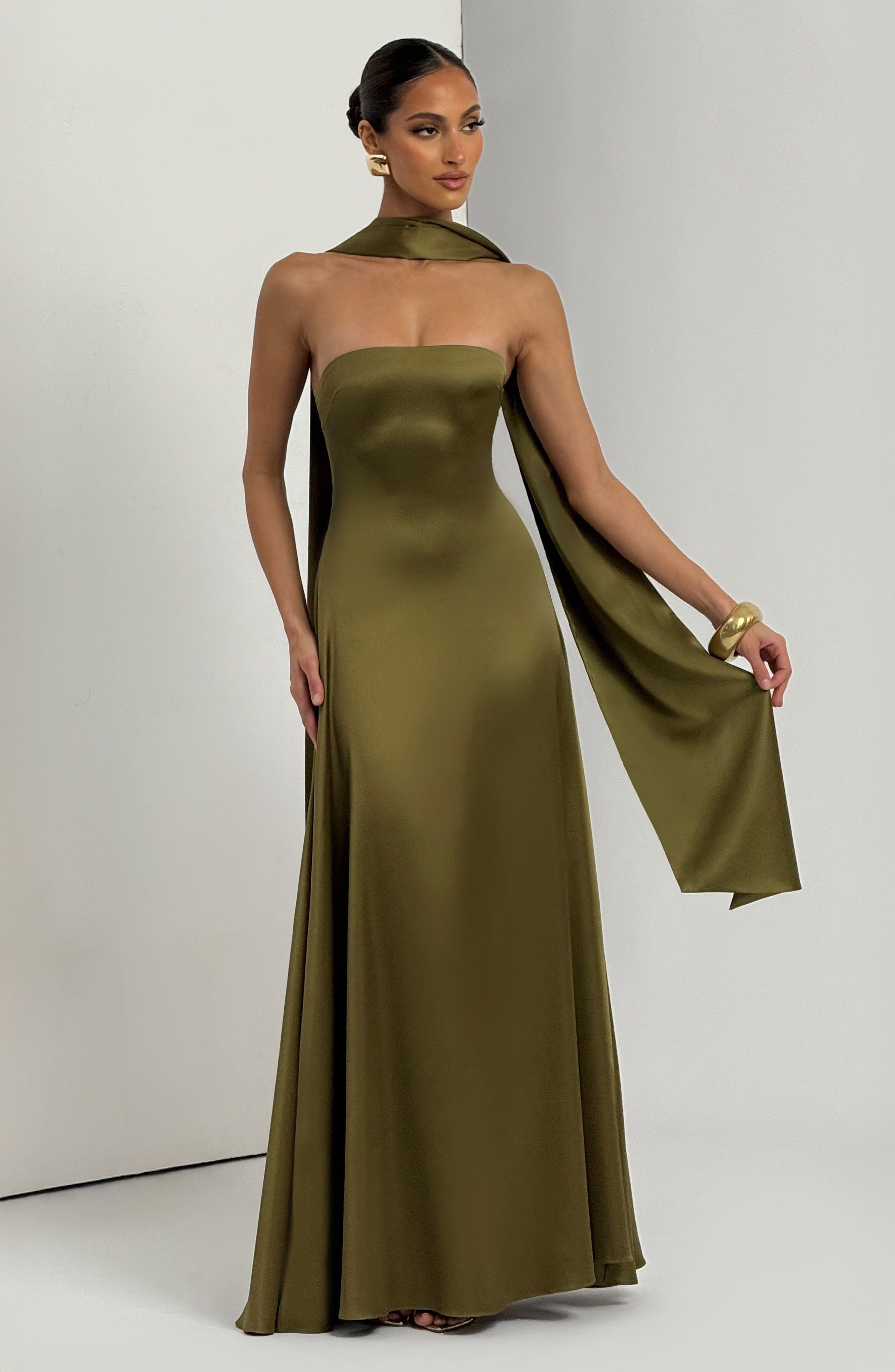 Morven Maxi Dress - Deep Olive - Napalia